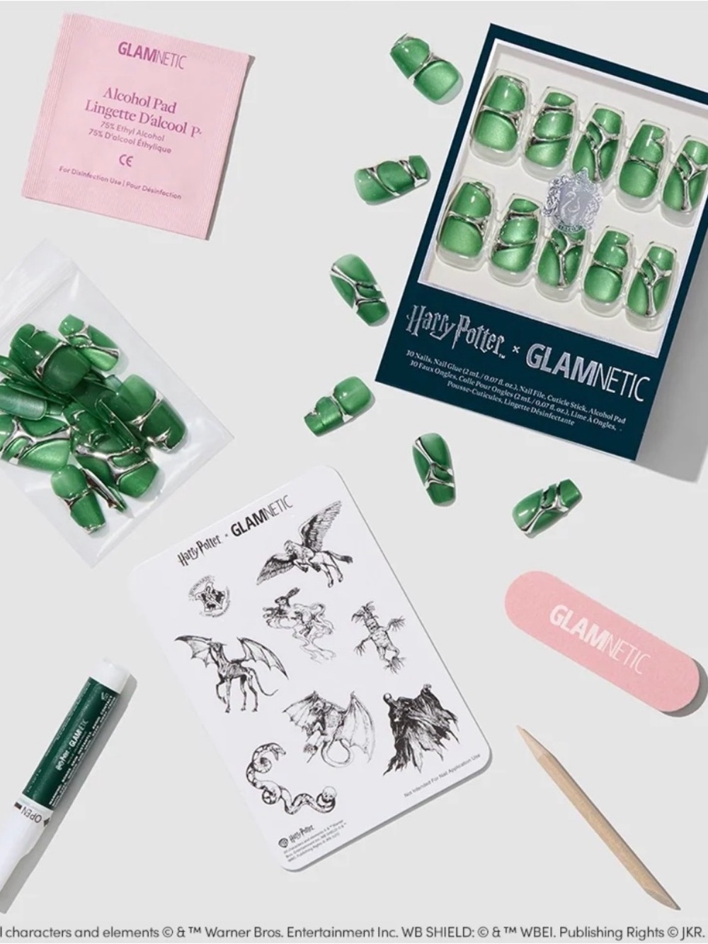 Harry Potter x GLAMNETIC Green Slytherin Press-On Nails